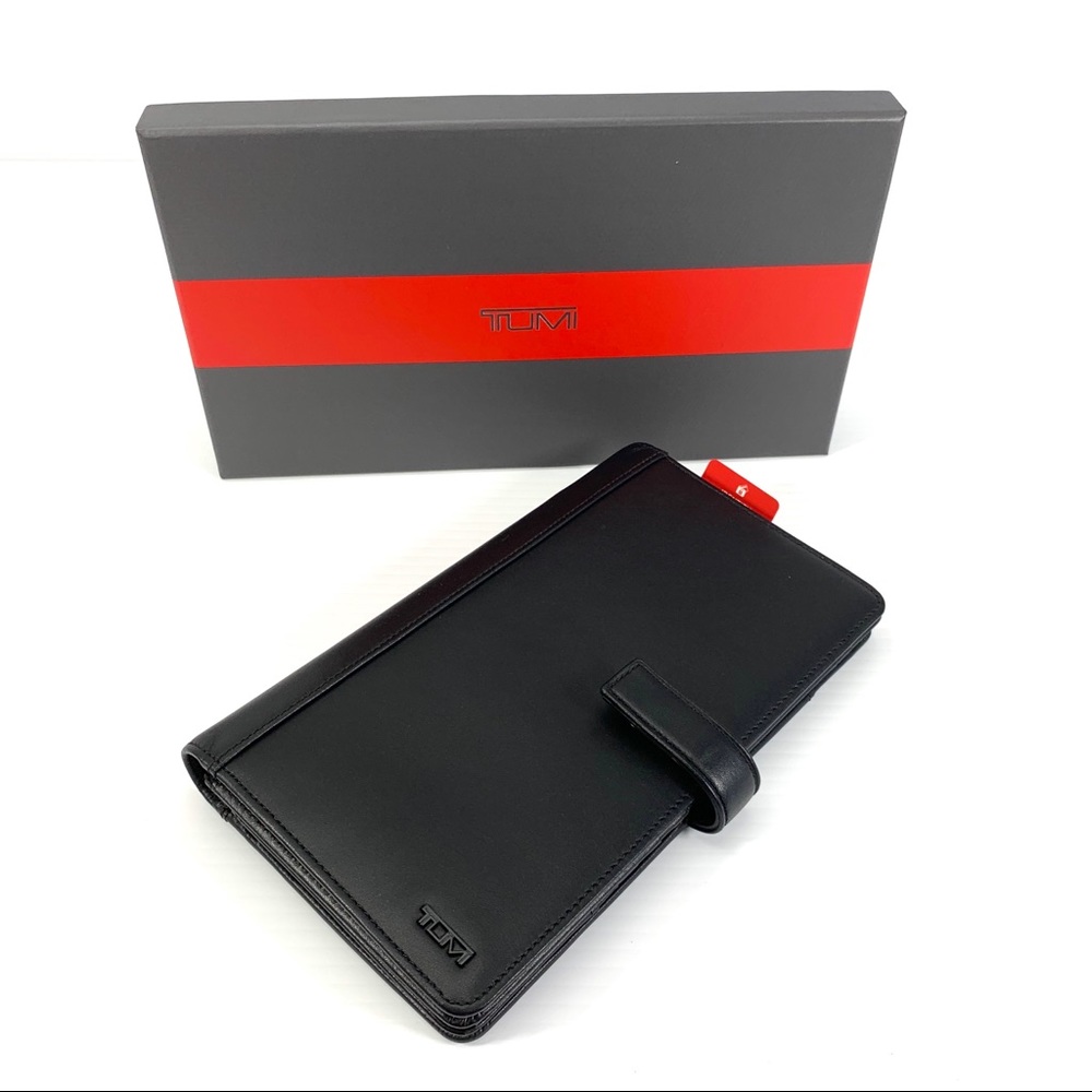 Tumi Black Leather Ultimate Travel Organizer RFID